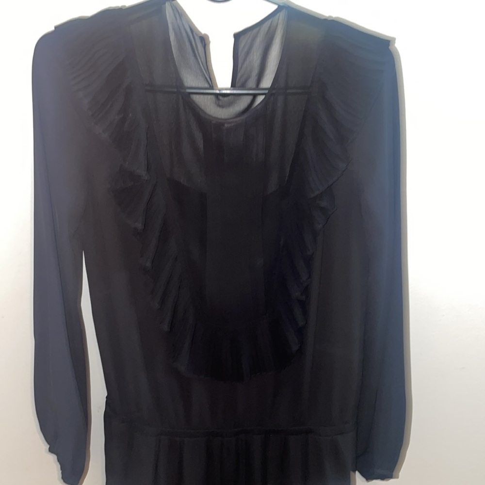 ✨Host Pick✨ BCBG MAXAZRIA BLACK  KRISTEY PLEATED RUFFLE BIB DRESS - Picture 4 of 8
